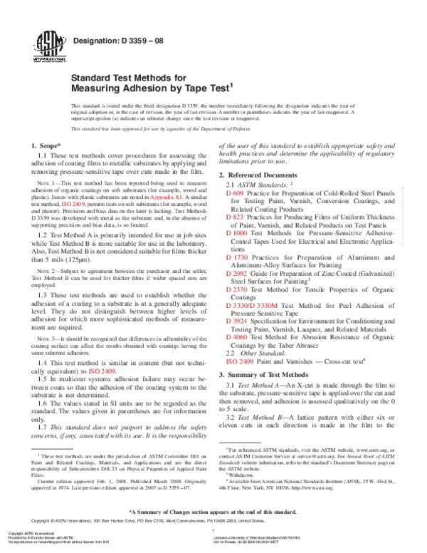 (PDF) Standard Test Methods for Measuring Adhesion by Tape Test 1 Hợp