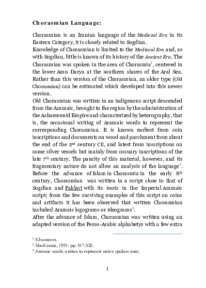 (PDF) Persian Language (Medieval Era) - Eastern Category - Chorasmian ...