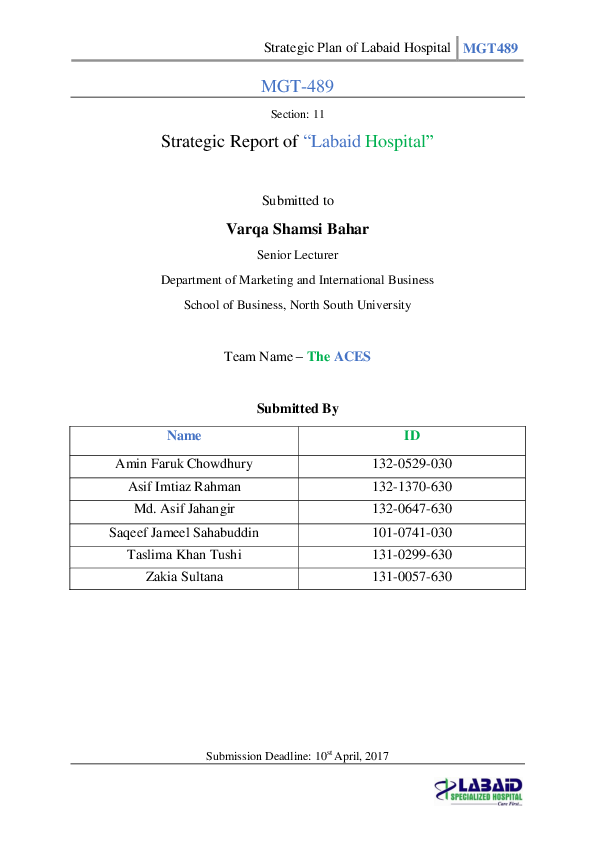 (PDF) Strategic Report of "Labaid Hospital" Favorite One Academia.edu
