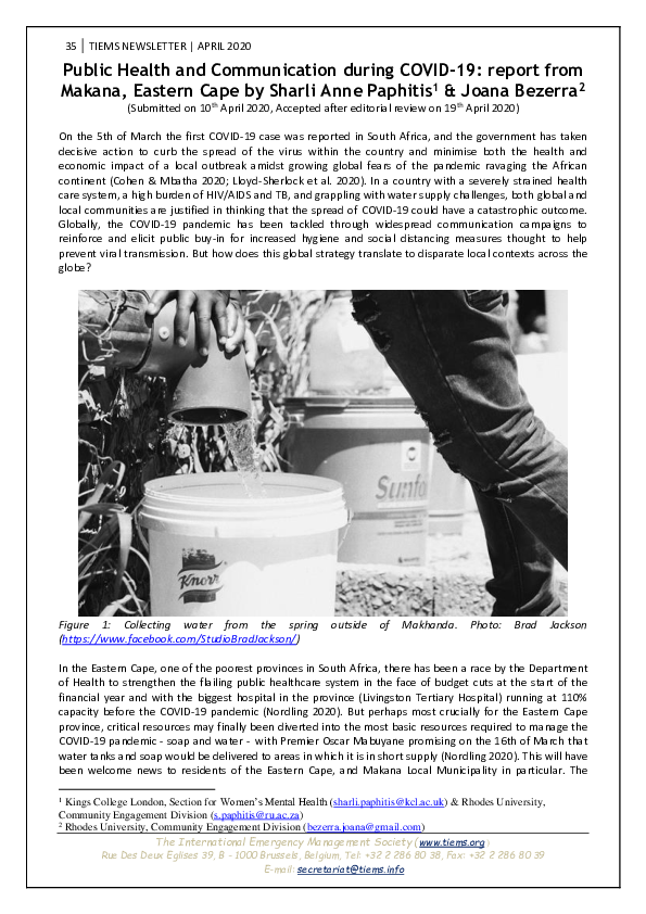 (PDF) Public Health and Communication during COVID-19: report from ...