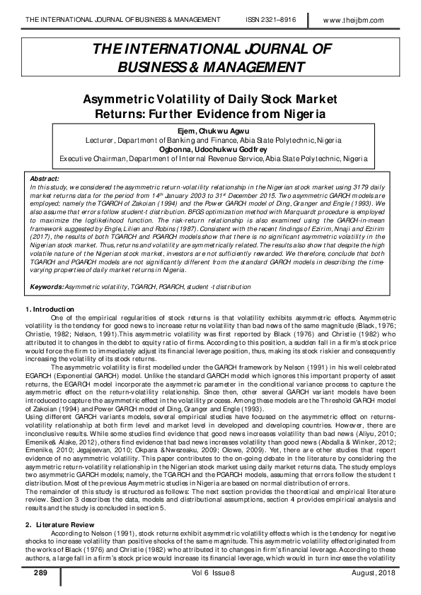 (PDF) THE INTERNATIONAL JOURNAL OF BUSINESS & MANAGEMENT Asymmetric ...