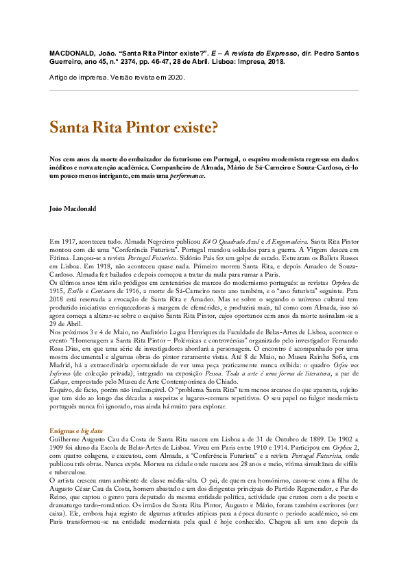 (PDF) Santa Rita Pintor existe?