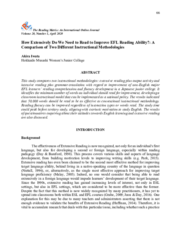 (PDF) How Extensively Do We Need to Read to Improve EFL Reading Ability ...