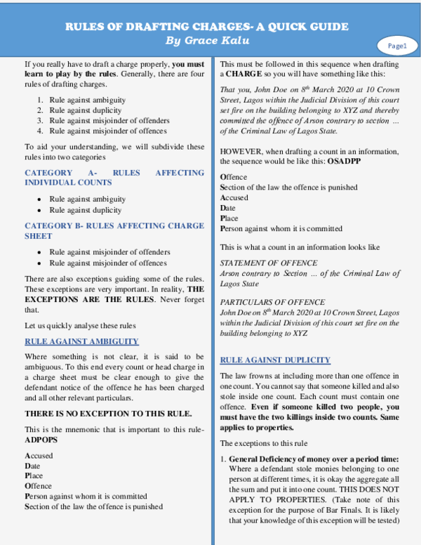 (PDF) RULES OF DRAFTING CHARGES A QUICK GUIDE Grace Kalu Academia.edu