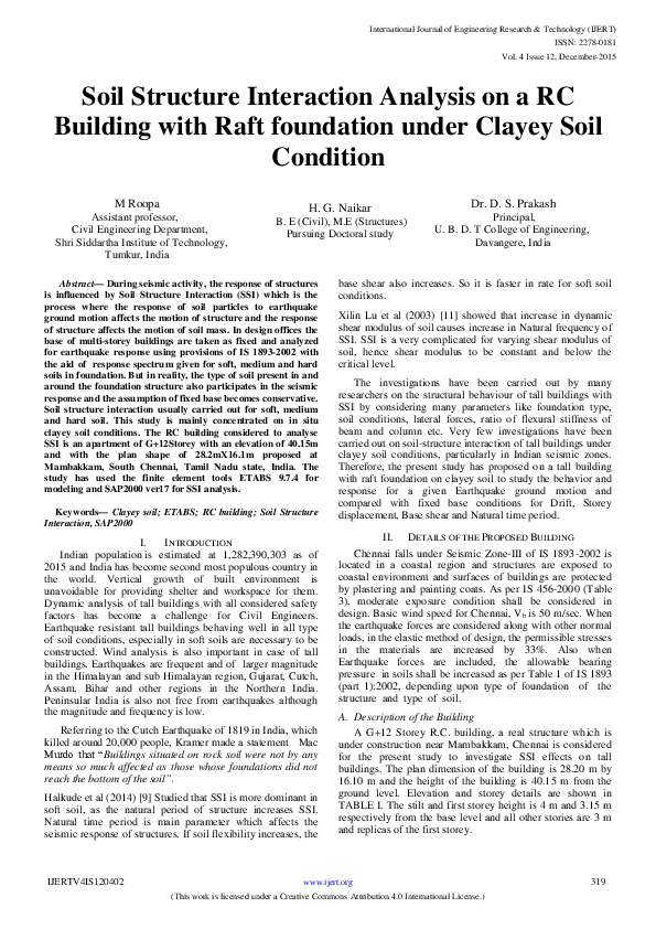 (PDF) IJERTSoil Structure Interaction Analysis on a RC Building with