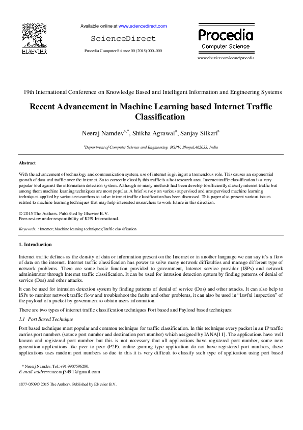 (PDF) ScienceDirect Recent Advancement in Machine Learning based