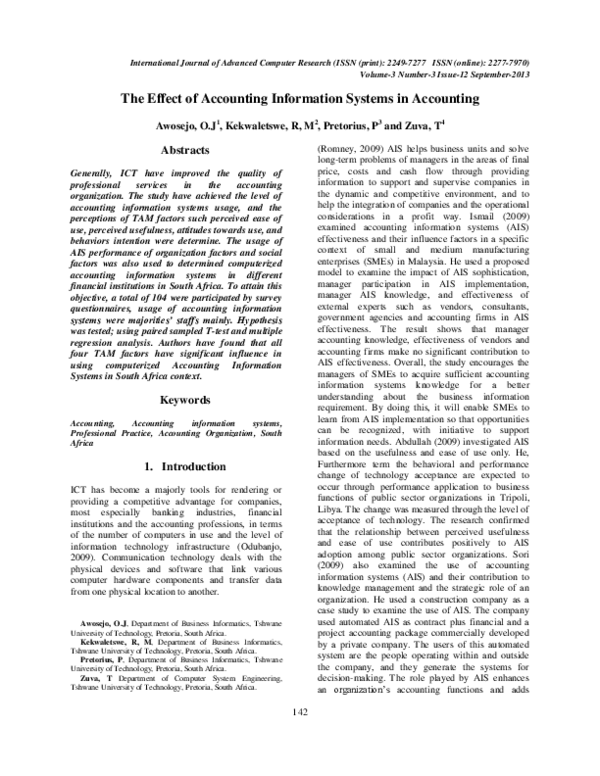 (PDF) The Effect of Accounting Information Systems in Accounting