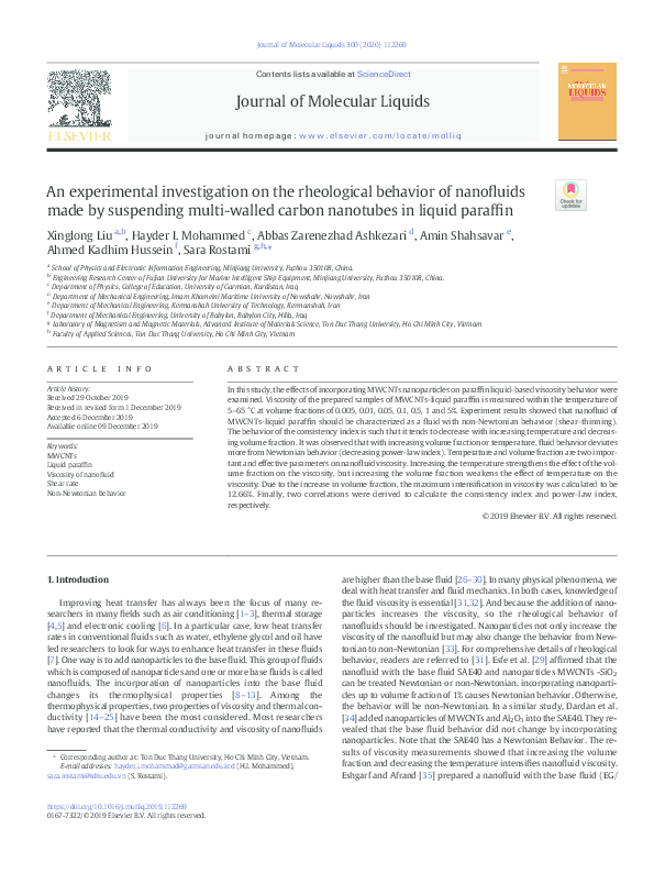 (PDF) An experimental investigation on the rheological behavior of ...