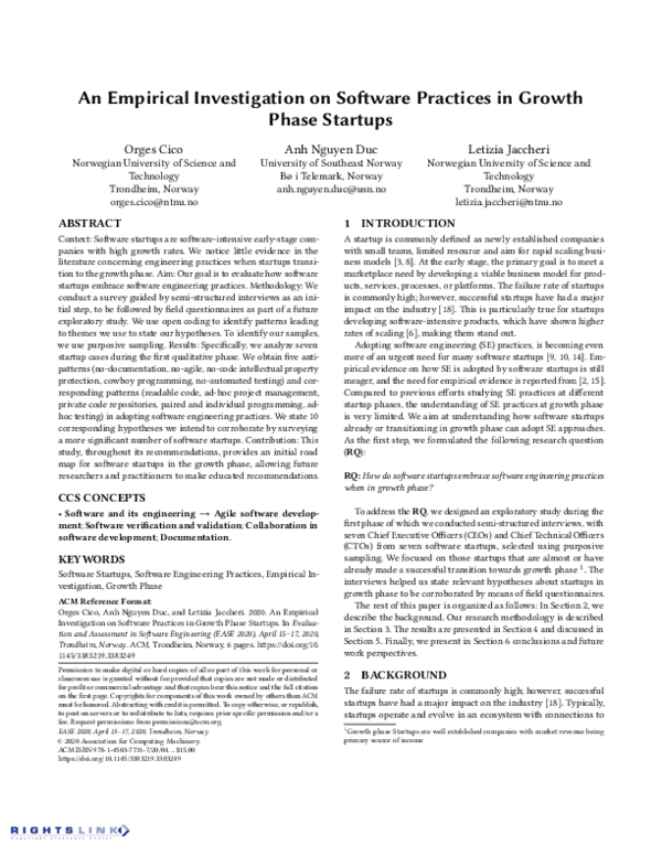 (PDF) An Empirical Investigation on Software Practices in Growth Phase ...