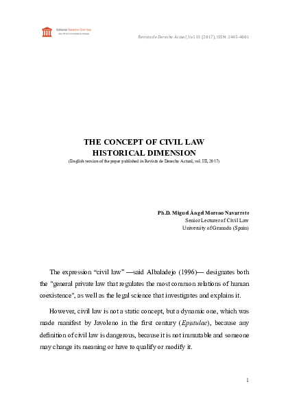 (PDF) THE CONCEPT OF CIVIL LAW. HISTORICAL DIMENSION