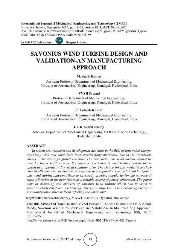 (PDF) Savonius wind turbine design and validation-An manufacturing approach