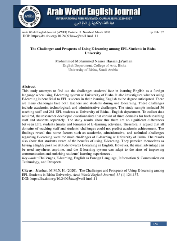 (PDF) The Challenges and Prospects of Using E-learning among EFL ...