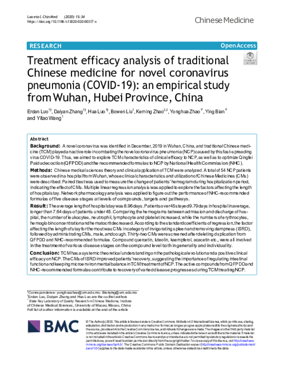 (PDF) Treatment efficacy analysis of traditional Chinese medicine ...