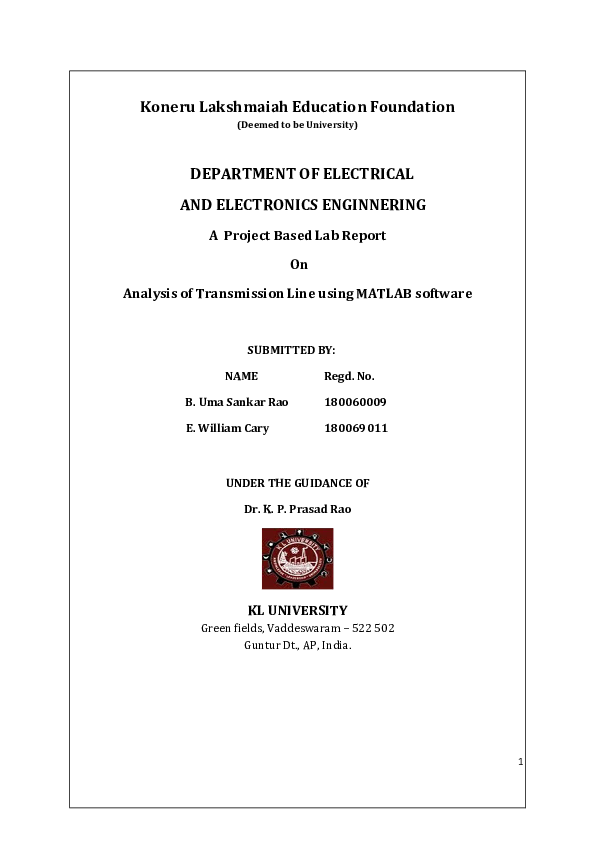 (PDF) Analysis of Transmission Line using MATLAB software DADI