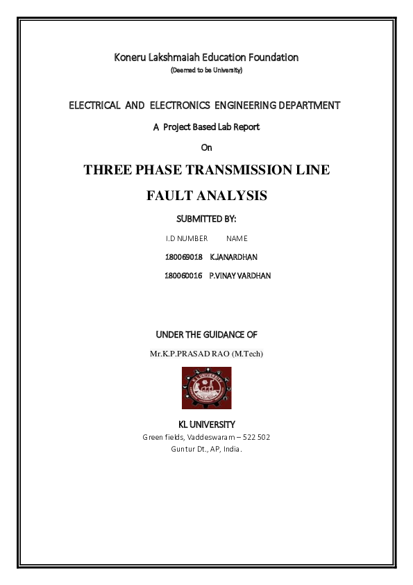 (PDF) Report THREE PHASE TRANSMISSION LINE FAULT ANALYSIS DADI