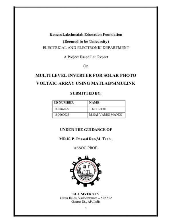 (PDF) MULTILEVEL INVERTER FOR SOLAR PHOTO VOLTAIC ARRAY USING MATLAB ...