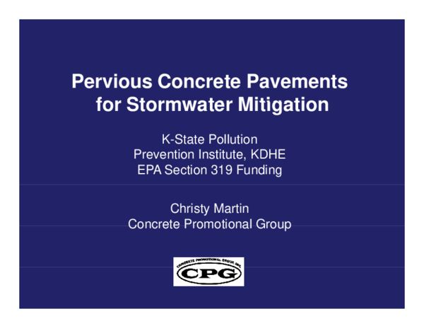 (PDF) Pervious Concrete Pavements for Stormwater Mitigation for ...