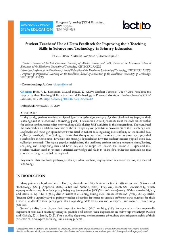 (PDF) Student Teachers’ Use of Data Feedback for Improving their ...