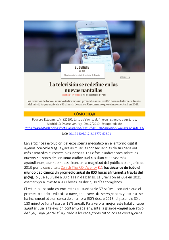 (PDF) La televisión se redefine en las nuevas pantallas
