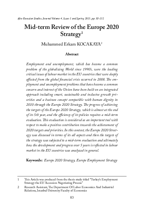 (PDF) Mid-term Review of the Europe 2020 Strategy