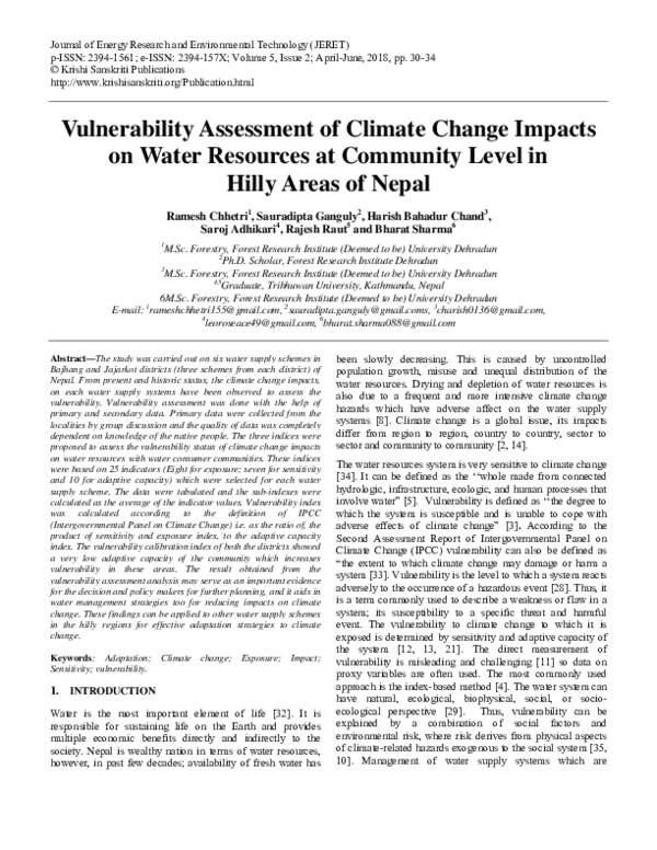 (PDF) Vulnerability Assessment of Climate Change Impacts on Water ...