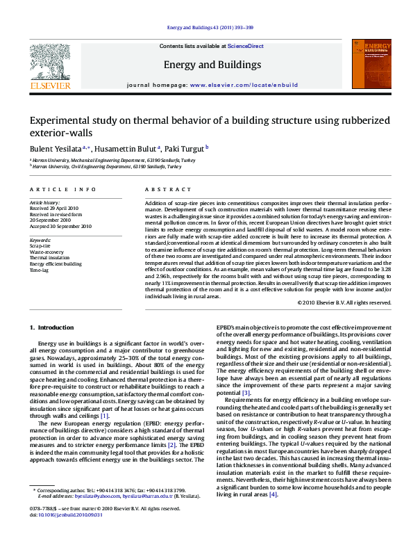 (PDF) Experimental study on thermal behavior of a building structure ...