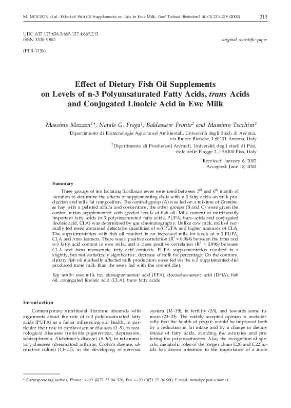 (PDF) Effect of dietary fish oil supplements on levels of n-3 ...