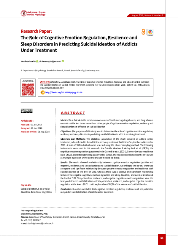 (PDF) The Role of Cognitive Emotion Regulation, Resilience and Sleep ...