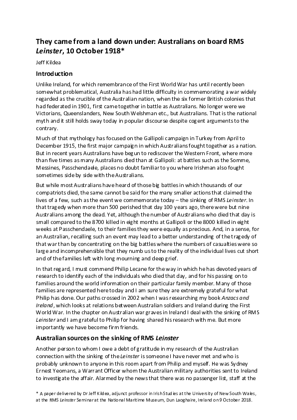 (PDF) They Came from a Land Down Under Australians on Board RMS