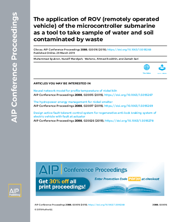 (PDF) The application of ROV (remotely operated vehicle) of the ...
