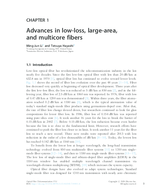(PDF) Advances in low-loss, large-area, and multicore fibers