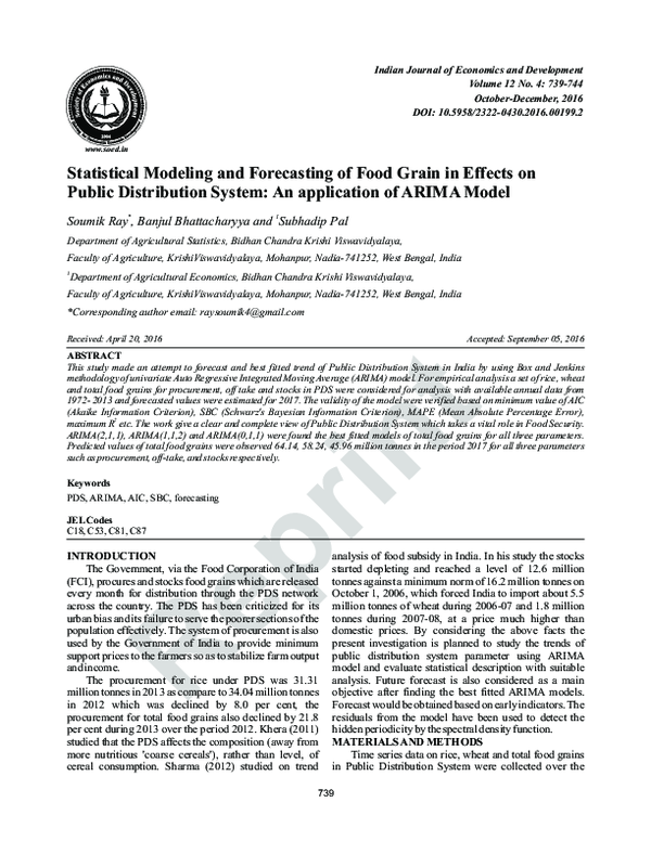 (PDF) Statistical Modeling and Forecasting of Food Grain in Effects on ...