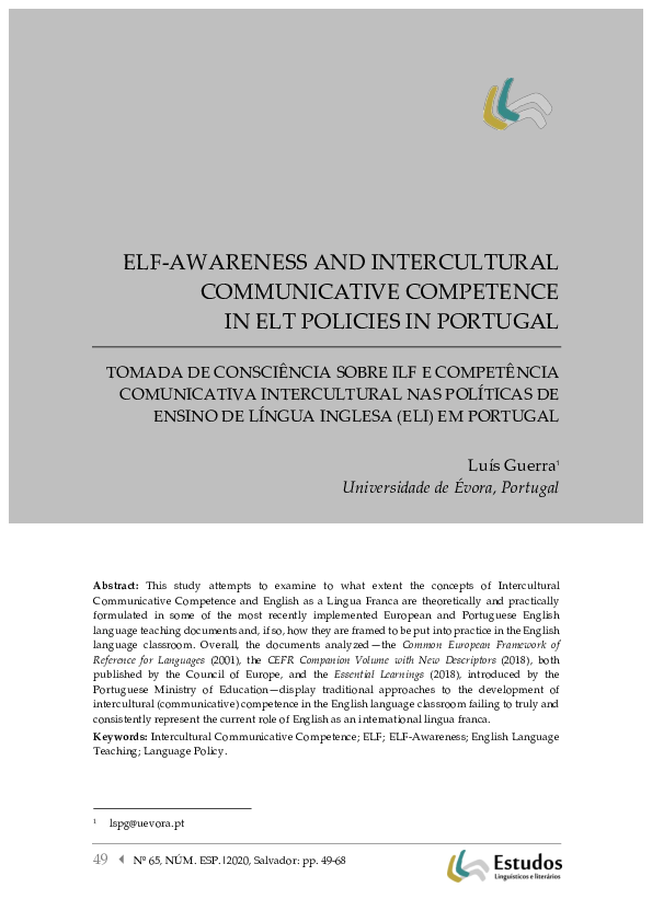 (PDF) ELF-AWARENESS AND INTERCULTURAL COMMUNICATIVE COMPETENCE IN ELT ...