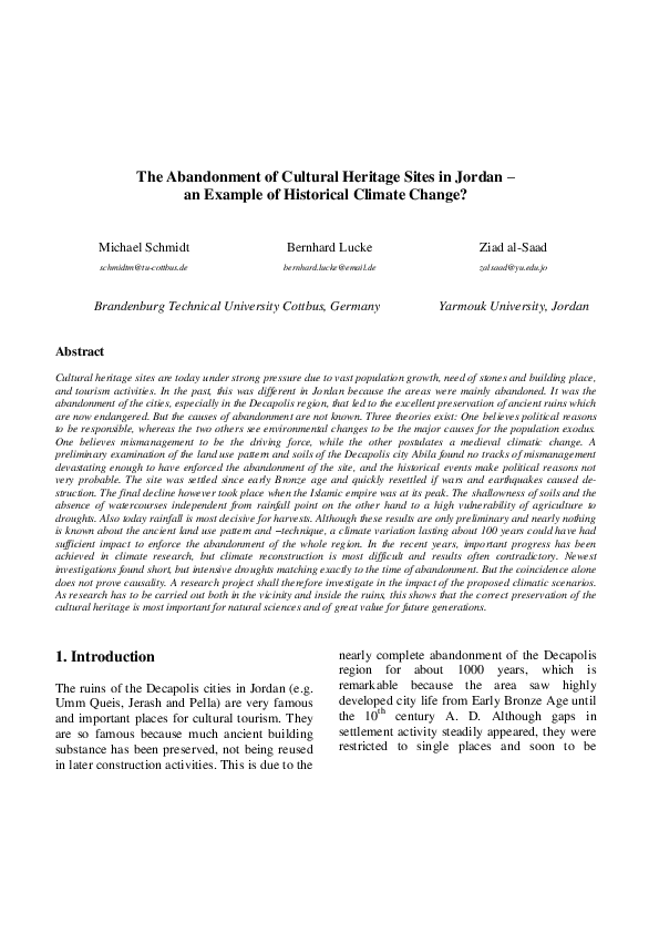 (PDF) The Abandonment of Cultural Heritage Sites in Jordan - an Example ...