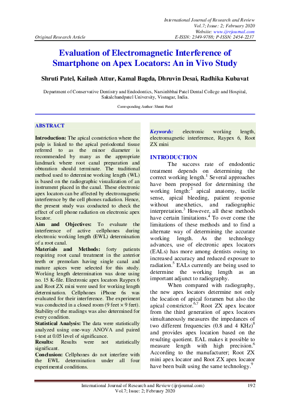 (PDF) Evaluation of Electromagnetic Interference of Smartphone on Apex ...