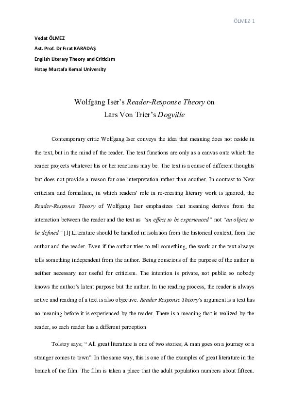 Reader Response Theory Research Papers Academia Edu