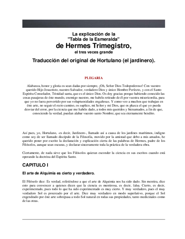 (PDF) La explicación de la "Tabla de la Esmeralda" Hugo Torres