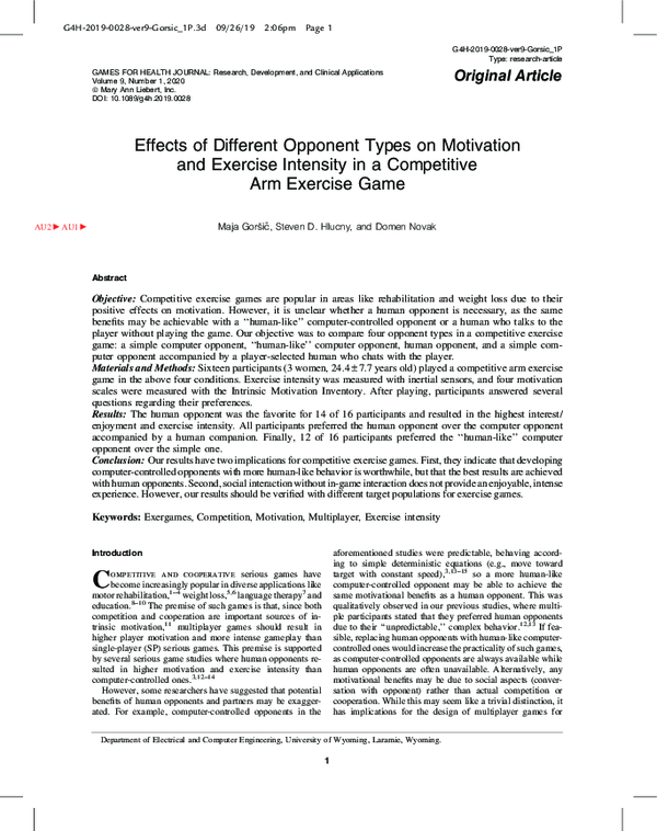 (PDF) Effects of different opponent types on motivation and exercise ...