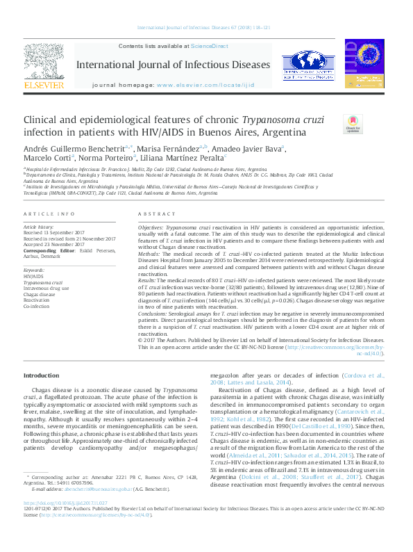 (PDF) Clinical and epidemiological features of chronic Trypanosoma ...
