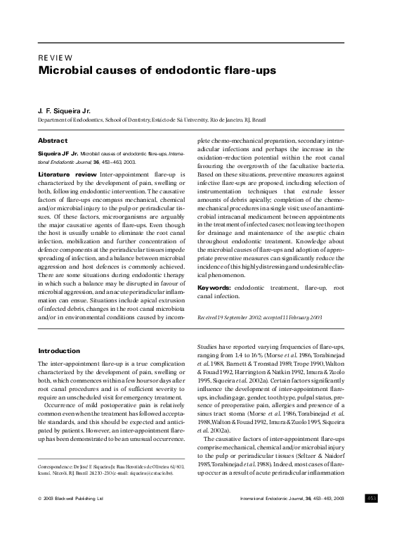 (PDF) Microbial causes of endodontic flareups Dayanna Noriega