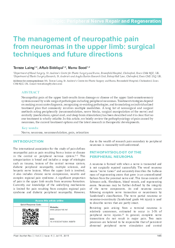 (PDF) The management of neuropathic pain from neuromas in the upper ...