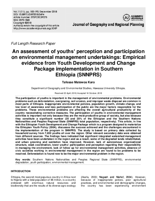 (PDF) Journal of Geography and Regional Planning An assessment of ...