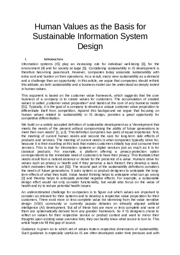 (PDF) Human Values as the Basis for Sustainable Information System Design