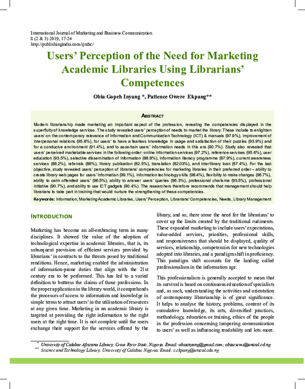(PDF) Users' Perception of the Need for Marketing Academic Libraries ...