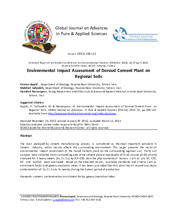 (PDF) Environmental Impact Assessment of Doroud Cement Plant on ...