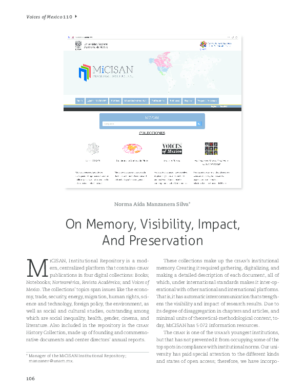 (PDF) On Memory, Visibility, Impact, And Preservation