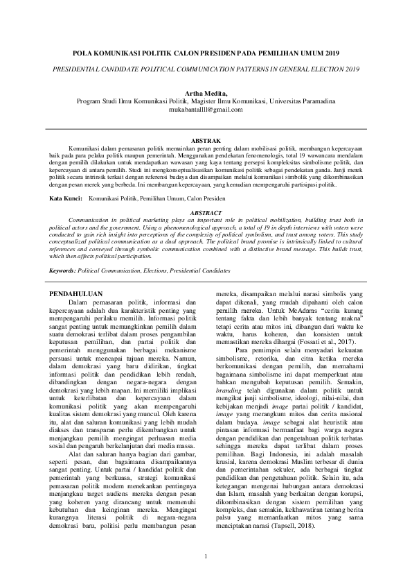 Jurnal Komunikasi Politik | muka bantal - Academia.edu