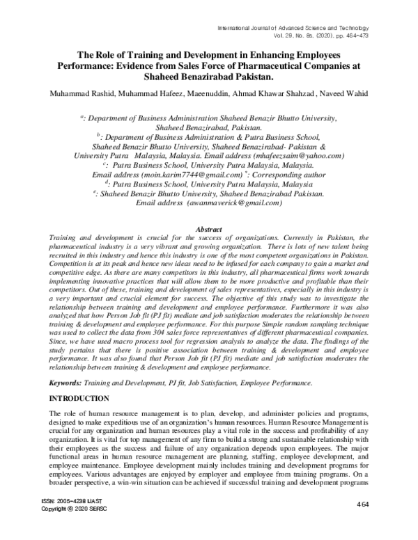 (PDF) The Role of Training and Development in Enhancing Employees ...
