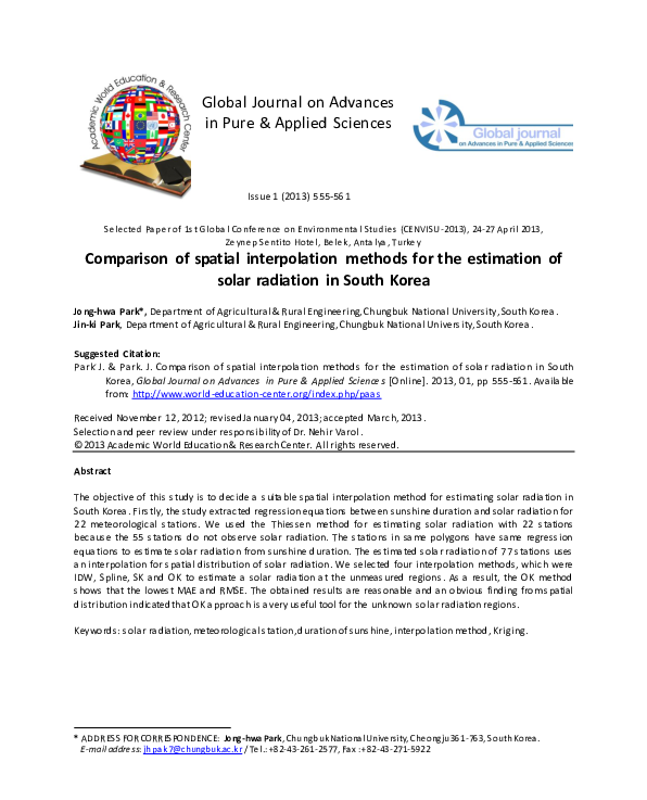 (PDF) Comparison of spatial interpolation methods for the estimation of ...