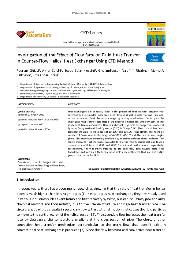 (PDF) Investigation of the Effect of Flow Rate on Fluid Heat Transfer ...